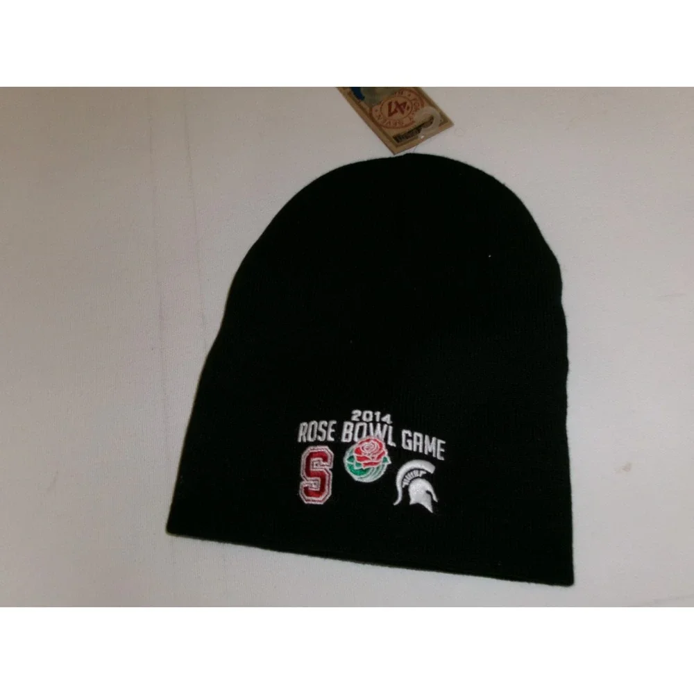 STANFORD MICHIGAN STATE BEANIE KNIT TOBOGGAN 00S Y2K HAT CAP VINTAGE DEATOCK H3